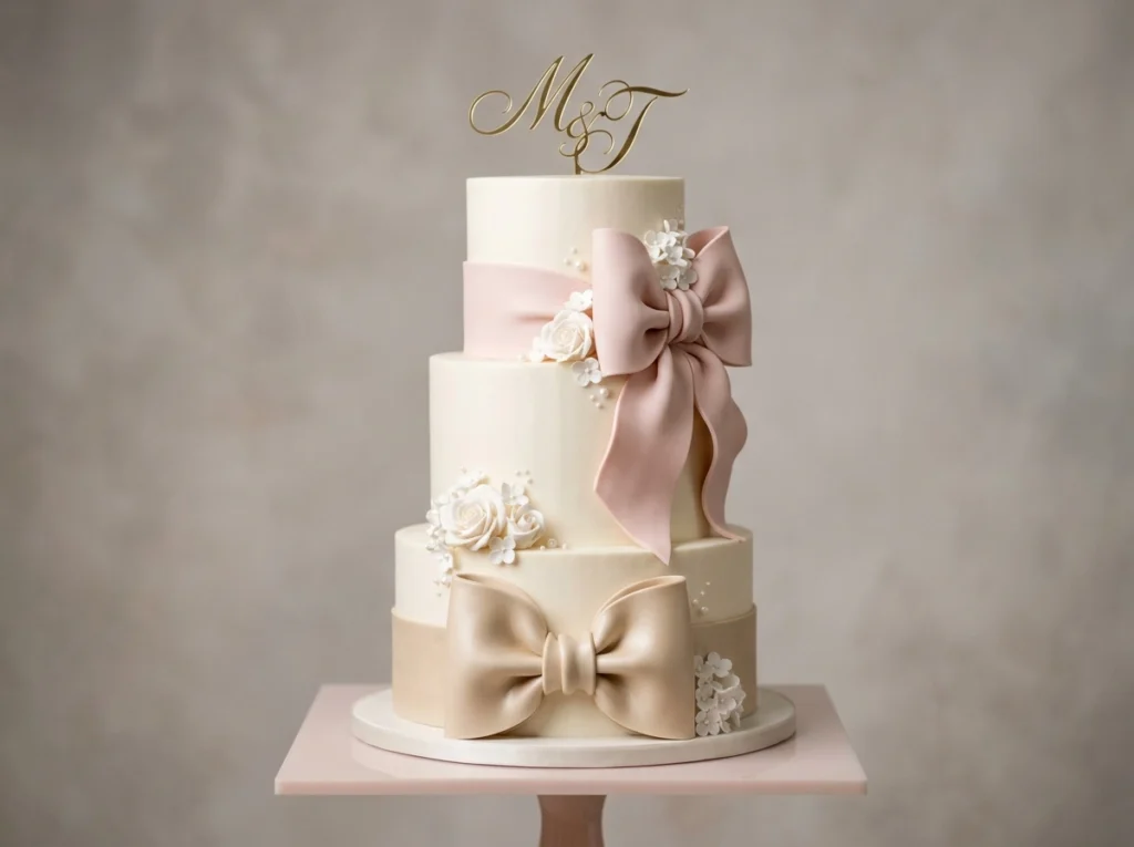 Sculptural Bow Cake Inspiration The refined bow Sculptural bow cake decorated