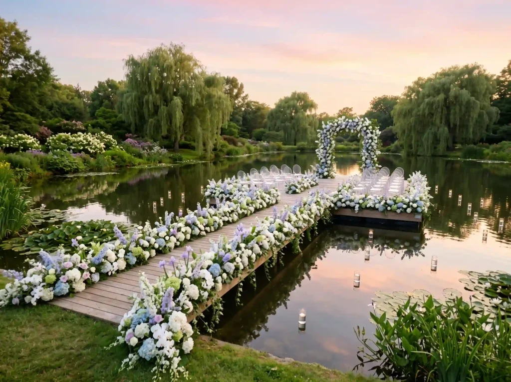 Water Garden Serenity Inspiration Inspired by p Waterside wedding ceremony on water