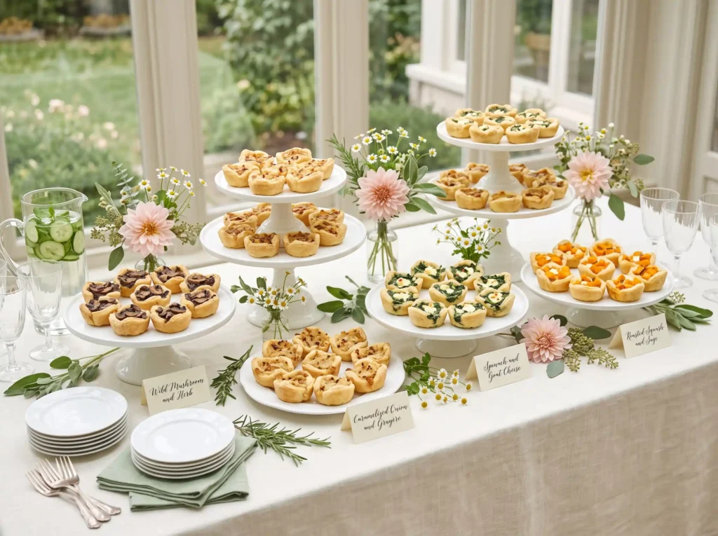 Mini Quiche Garden Party Inspiration A classic Mini quiches on display K