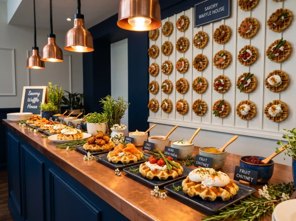 Savory Waffle House Inspiration Belgian waffles Savory waffle station display K