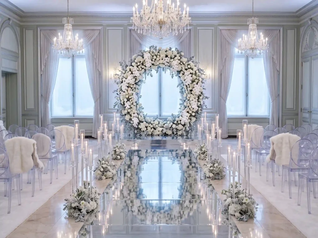 Winter Frost Elegance Inspiration Inspired by p Winter wedding ceremony decoration K