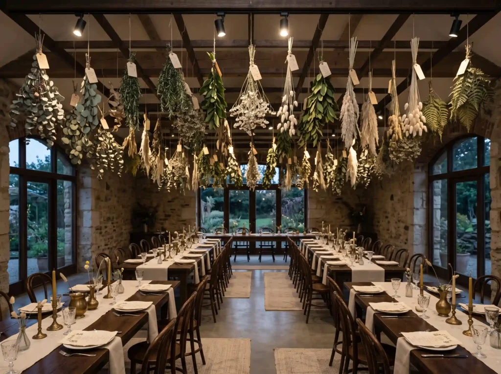 Hanging Herbarium Gallery Inspiration Inspired Botanical wedding reception hang… K