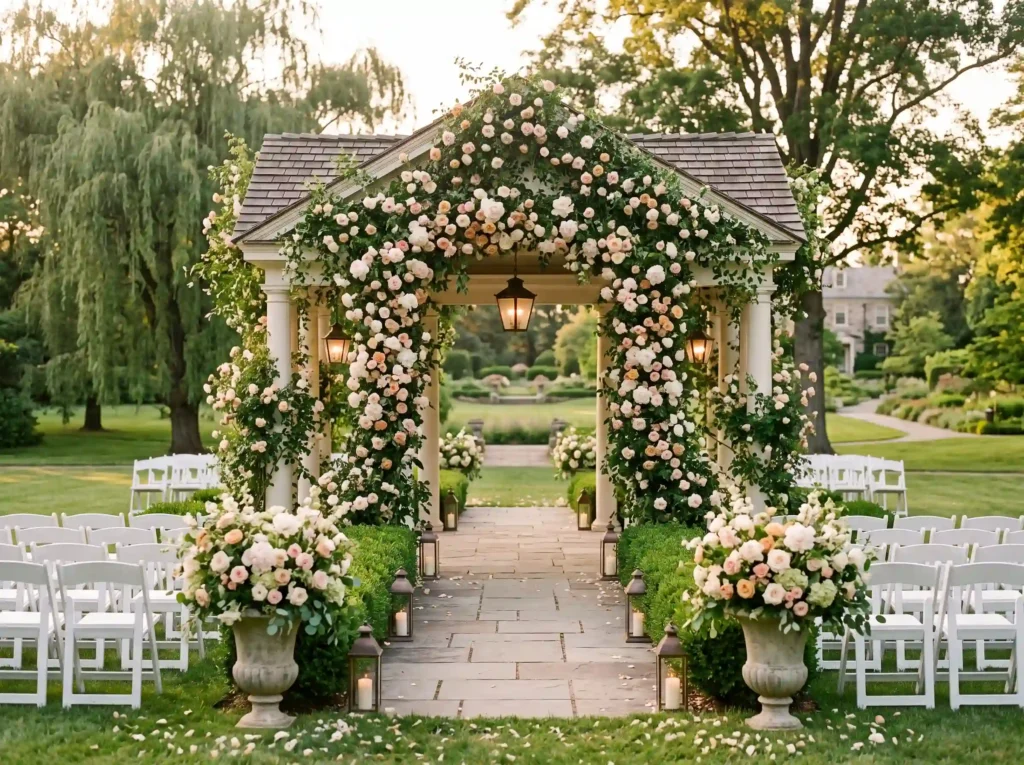 Romantic Rose Garden Pavilion Inspiration Inspi Rose garden wedding pavilion pre…