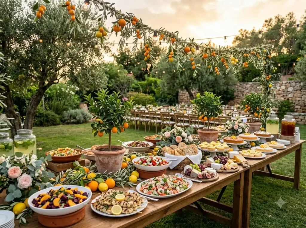 Garden wedding buffet decoration