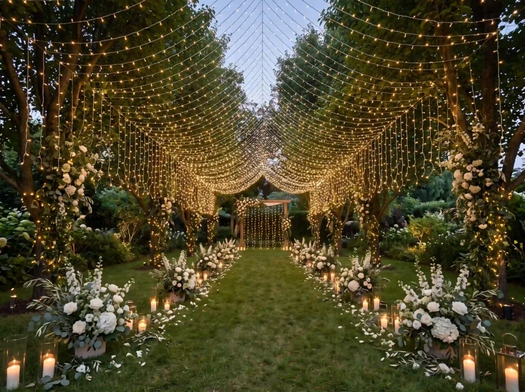 Fairy Light Garden Tunnel Inspiration Inspired Fairy light tunnel wedding aisle
