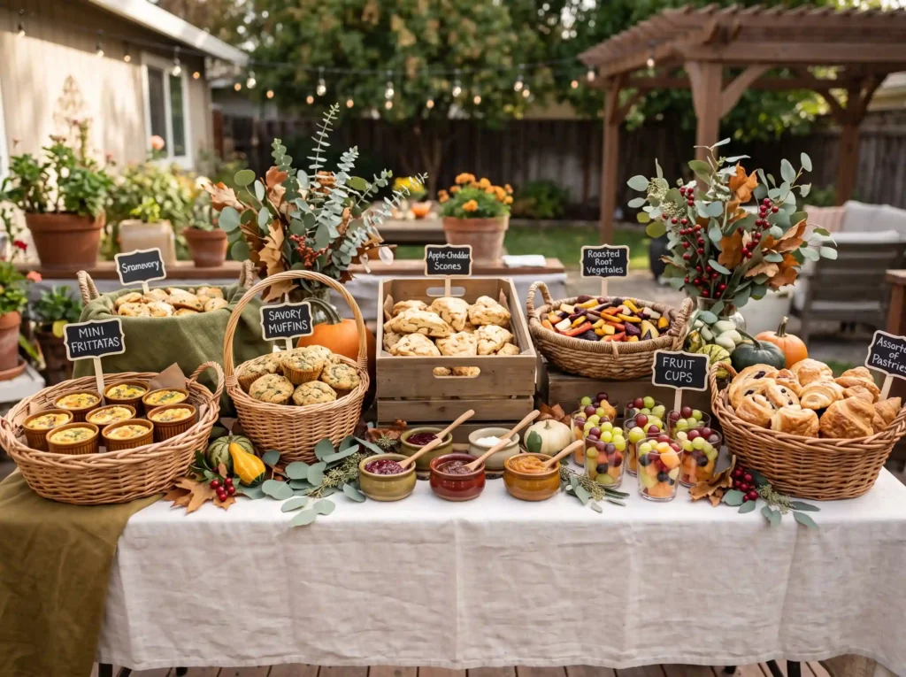 Market Basket Brunch Buffet Inspiration A charm Buffet brunch spread with baskets