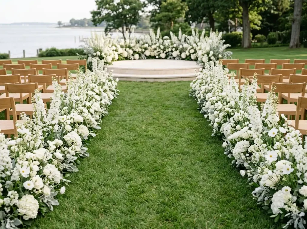 Monochrome White Meadow Inspiration A fresh tak Monochrome white meadow wedding …