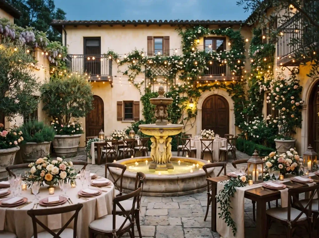Romantic Courtyard Fountain Inspiration Europea Romantic courtyard fountain dining K