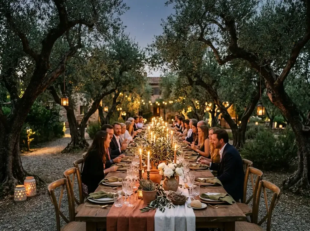 Candlelit olive grove wedding re…