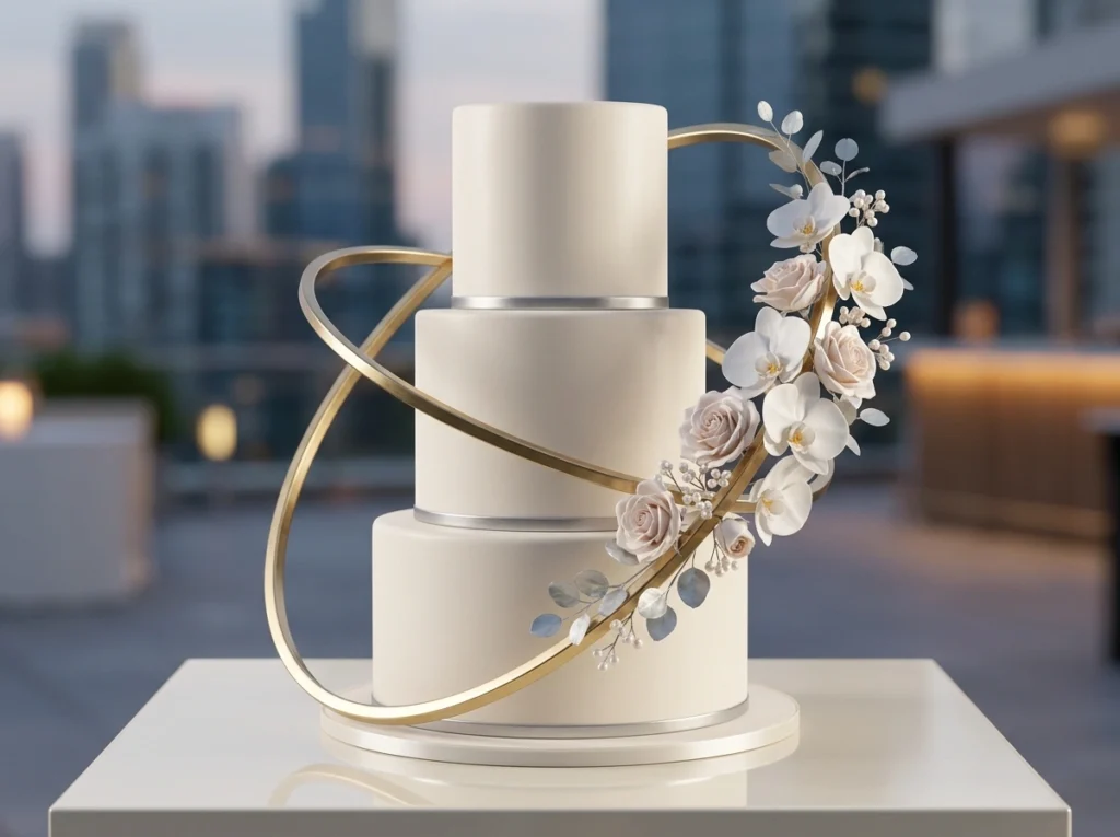 Futuristic Floral Orbit Cake Inspiration The ci Futuristic floral orbit wedding …