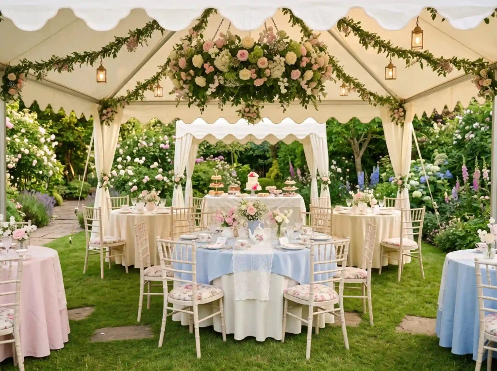 Pastel Garden Tea Tent Inspiration A delicate a Garden tea tent setup K