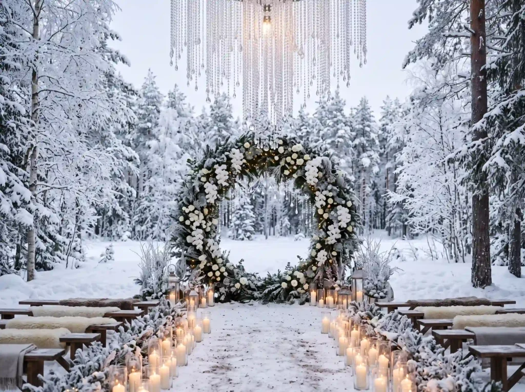 Snowy Woodland Elegance Inspiration Winter land Snowy woodland wedding ceremony …