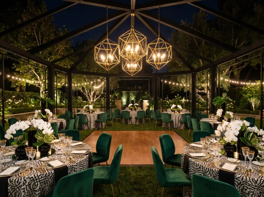 Art Deco Backyard Pavilion Inspiration A glamor Art Deco backyard wedding pavilion