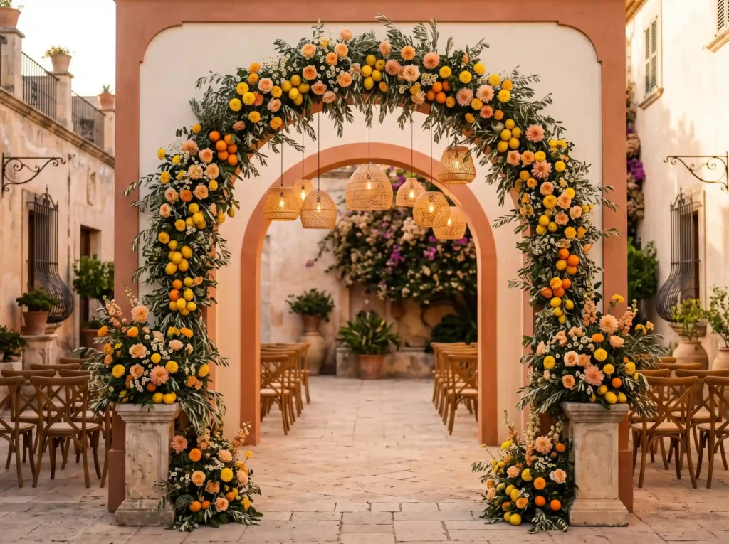 Mediterranean Citrus Arch Inspiration This desig Mediterranean citrus arch ceremo… K
