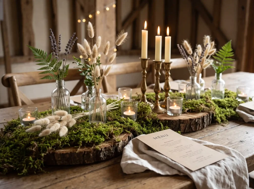 Mossy Woodland Table Inspiration The moss covere Mossy woodland table setup K