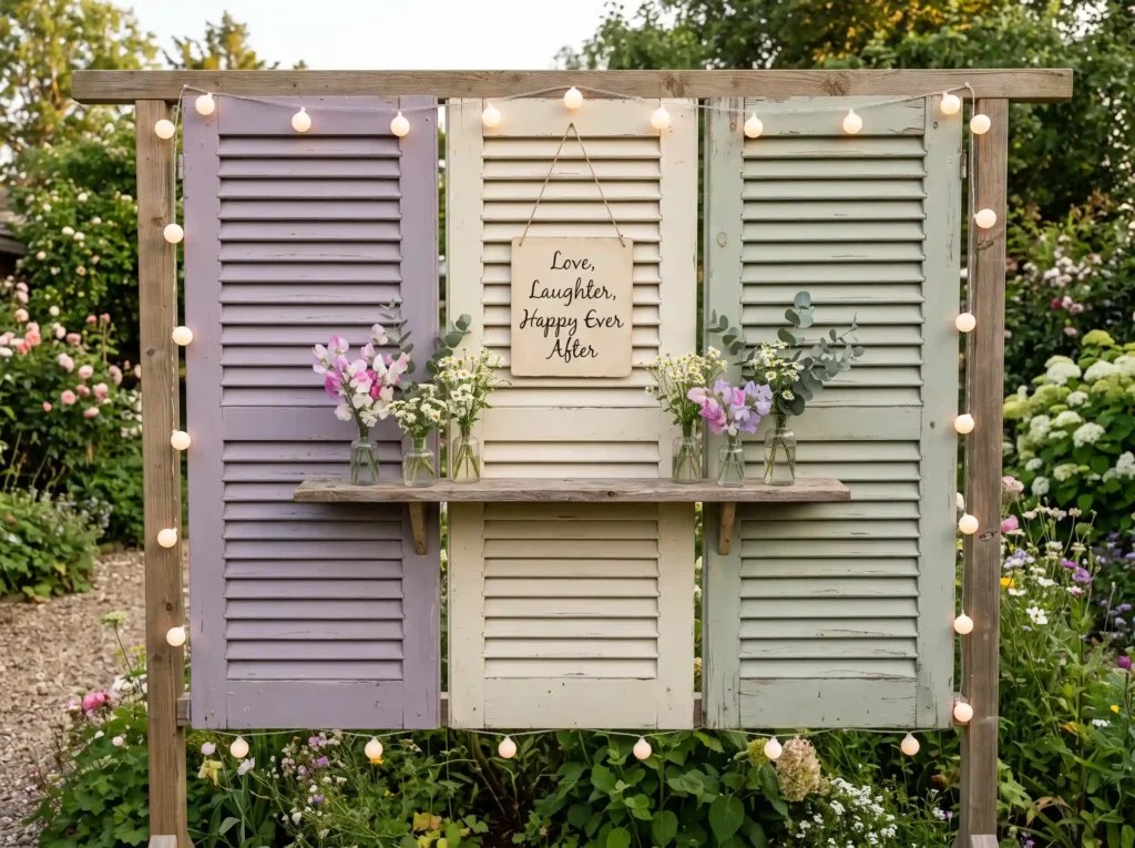 Painted Shutter Backdrop Inspiration Repurpose o Painted shutter wedding backdrop K