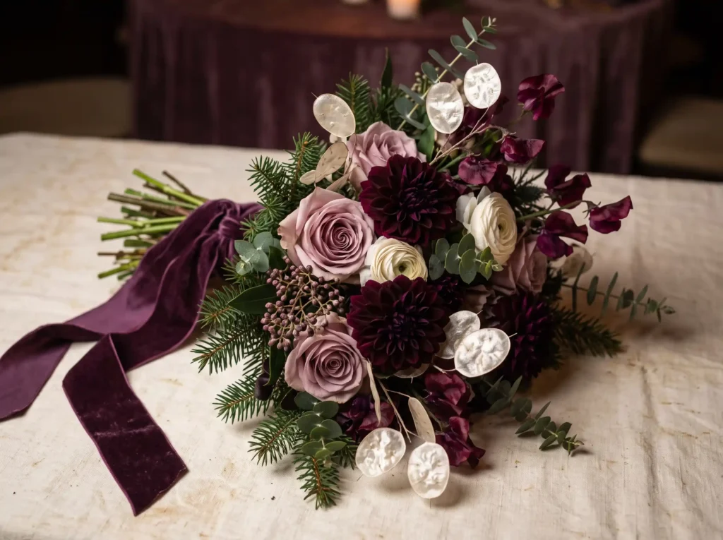 Plum Velvet Holiday Bouquet Inspiration Inspired Plum velvet holiday bouquet K