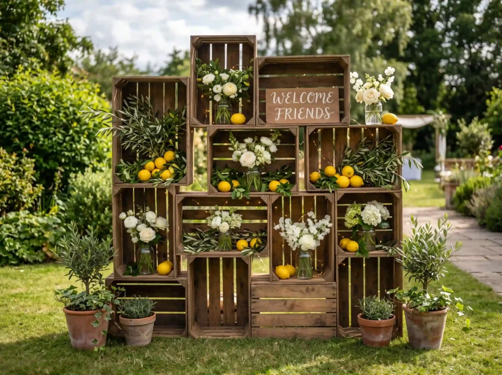 Citrus Crate Welcome Wall Inspiration This desig Citrus crate welcome wall display