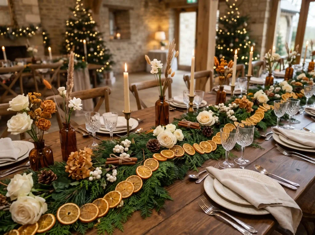 Evergreen Citrus Christmas Tablescape Inspiratio Evergreen and citrus Christmas t…