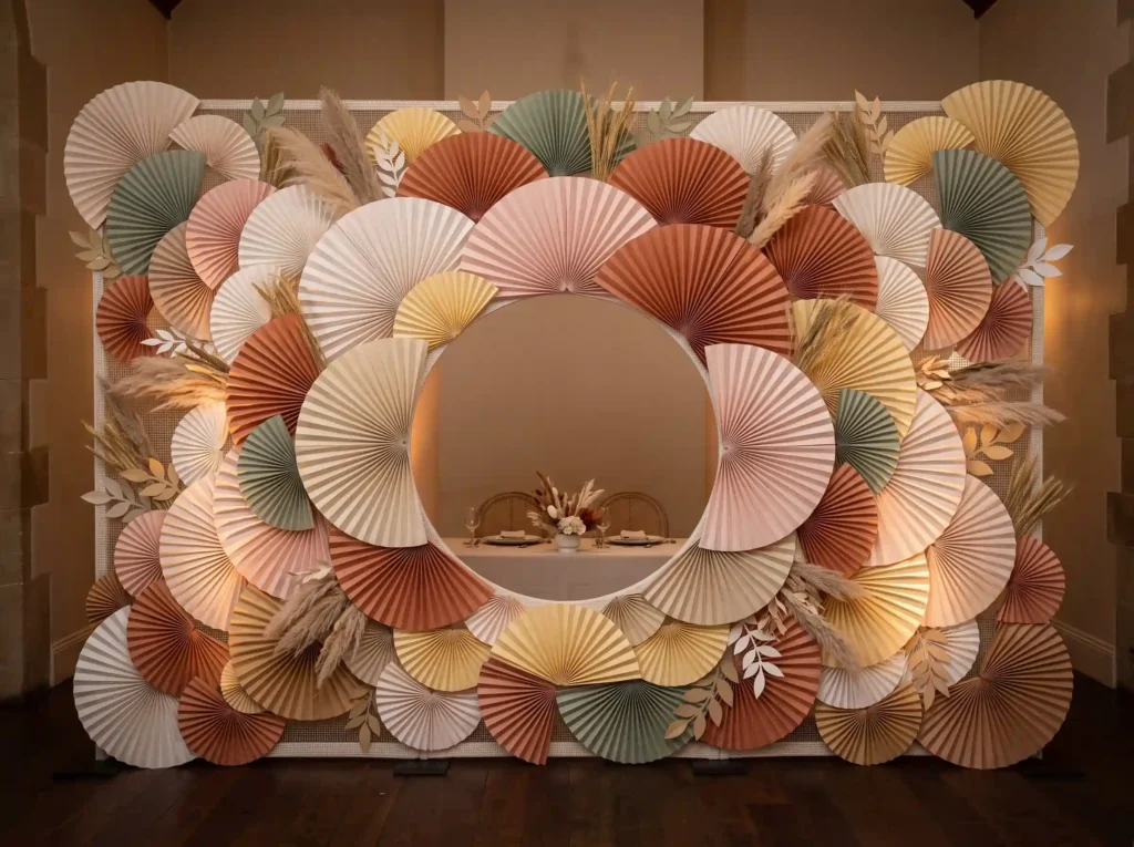 Paper Fan Backdrop Inspiration The delicate pape Paper fan backdrop design K