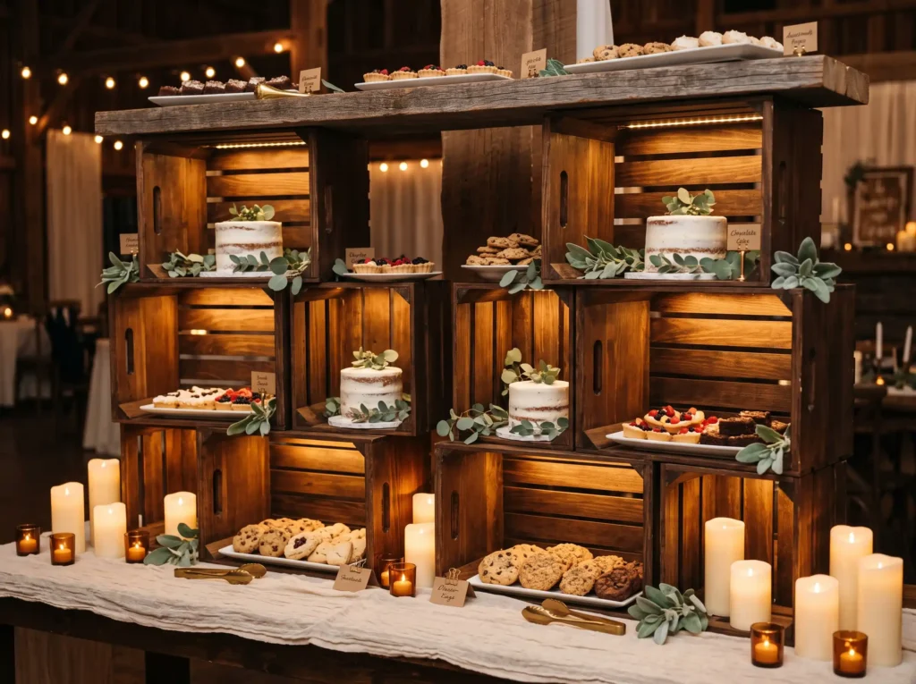 Candlelit Crate Dessert Display Inspiration The Candlelit crate dessert display K