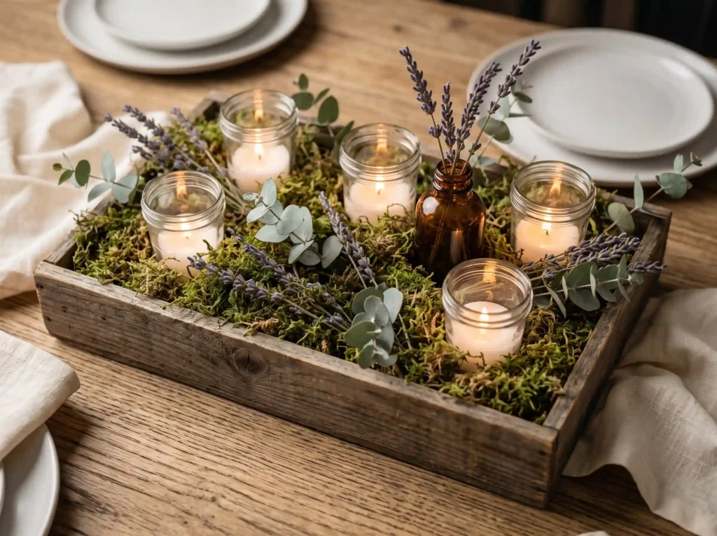 Rustic Candle Crate Centerpiece Inspiration Buil Rustic candle crate centerpiece …