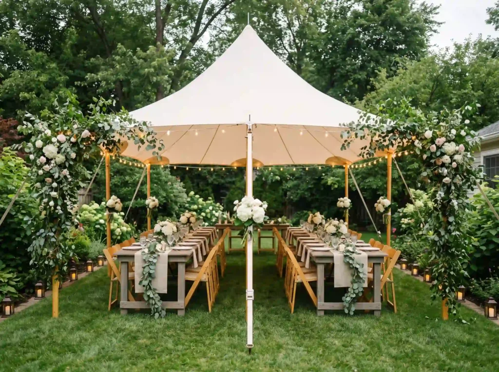 Backyard wedding tent setup K