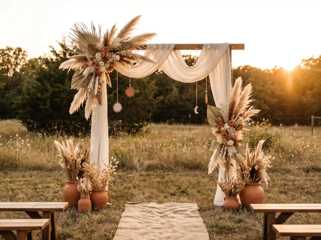 Pampas meadow wedding ceremony arch K