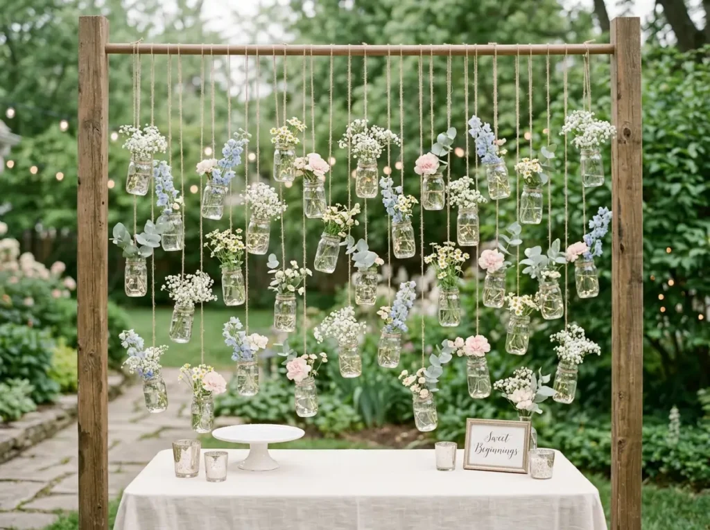 Mason Jar Floral Curtain Inspiration Reinterpre Mason jar floral curtain display