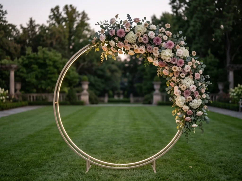 Blush Blossom Moon Gate Inspiration A softer mo Floral moon gate installation K