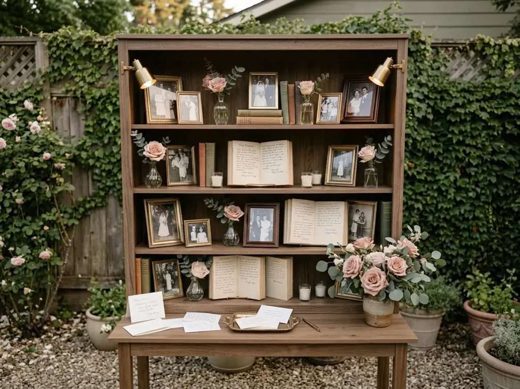 Bookshelf Memory Table Inspiration Inspired by Bookshelf wedding memory display