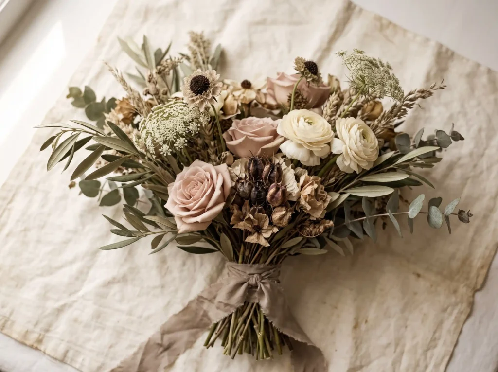 Sepia Wildflower Bridal Bouquet Inspiration Sty Sepia wildflower bridal bouquet K