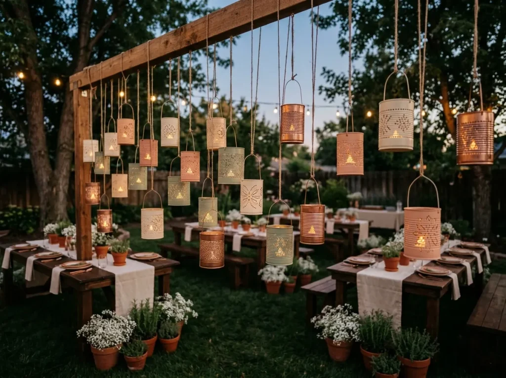 Painted Tin Can Lanterns Inspiration Give ordin Painted tin can lanterns hanging