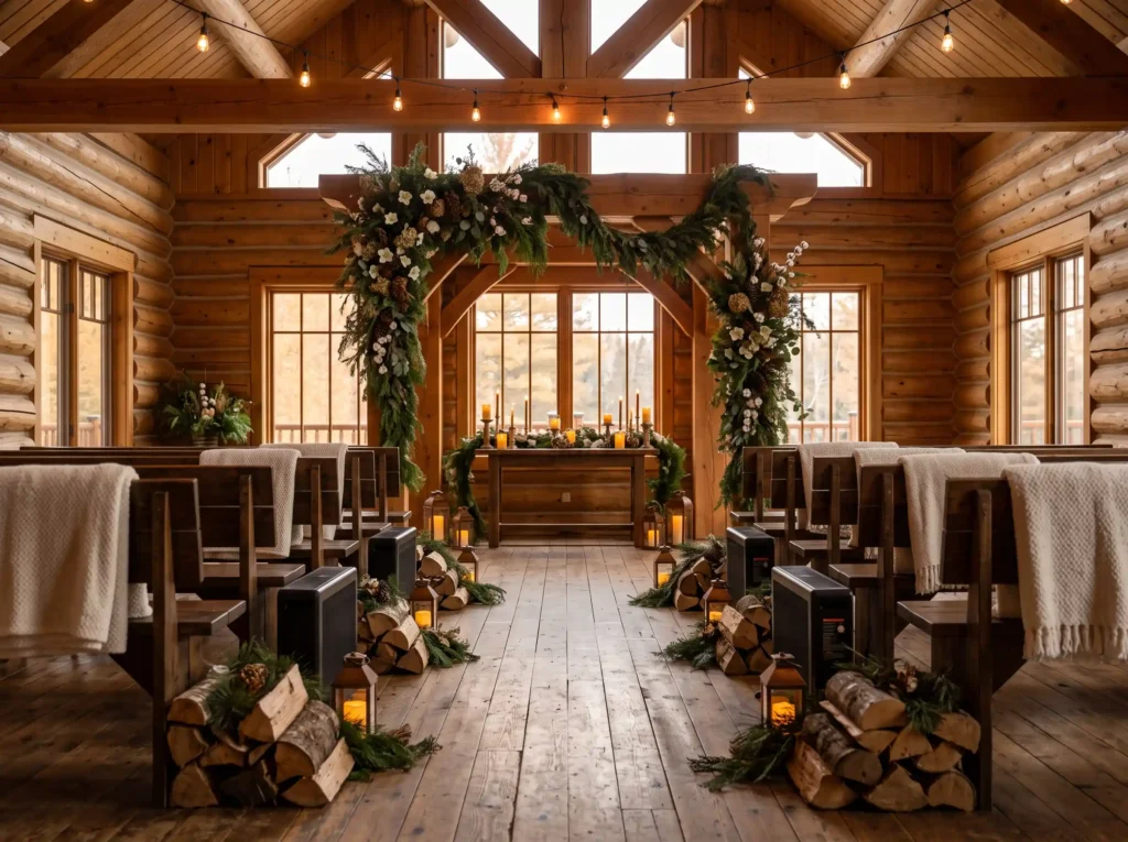 Pinecone Candle Cabin Inspiration A rustic wood Pinecone candle cabin ceremony K