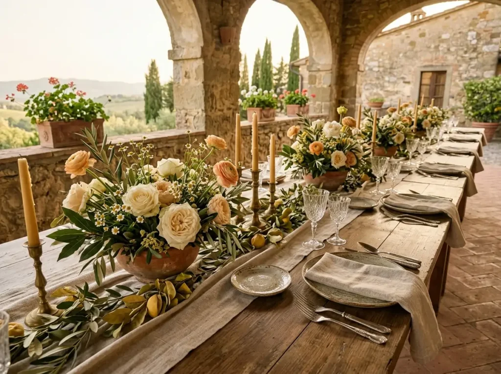 Terracotta bowls with wedding fl…