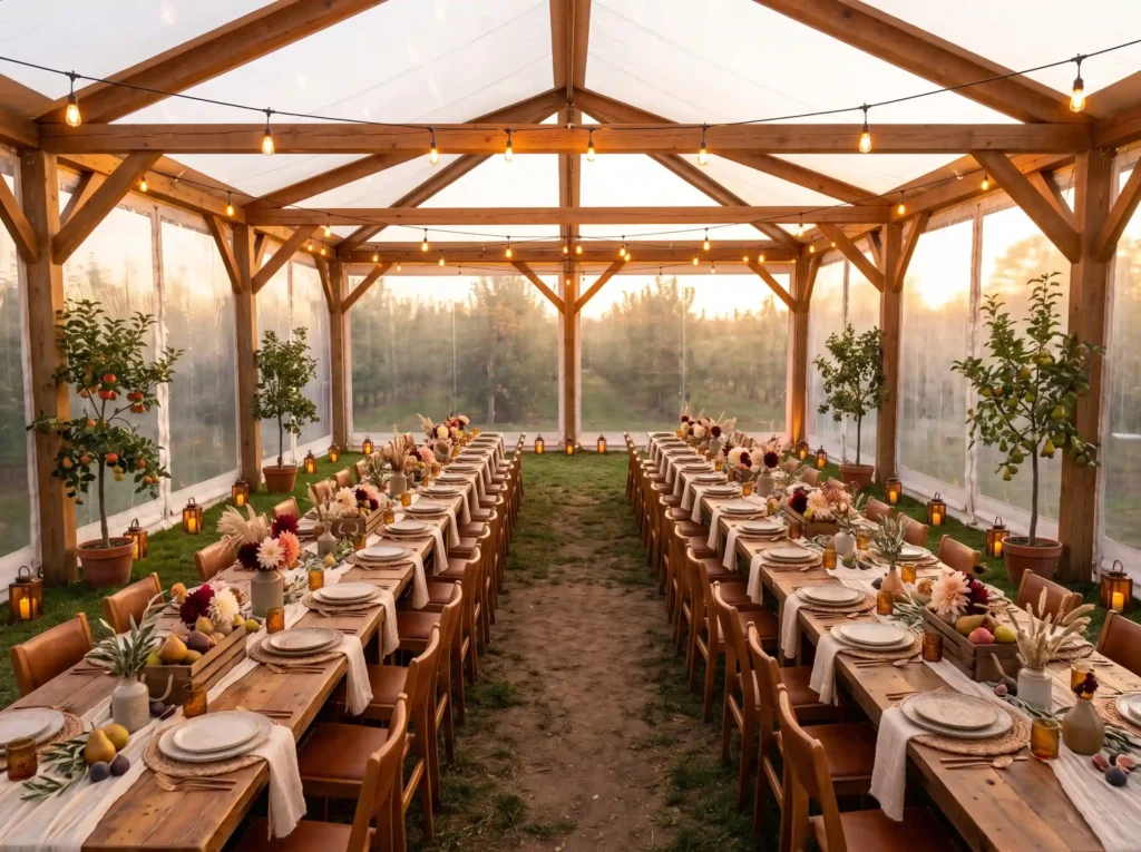 Rustic orchard dinner pavilion K