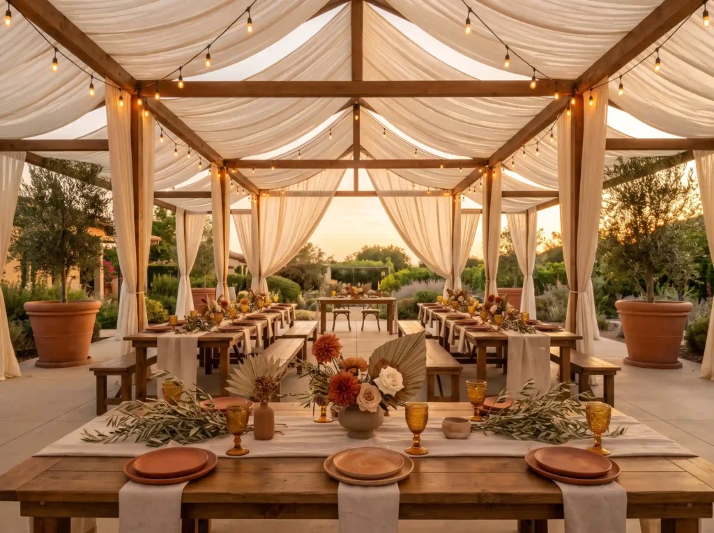18 Backyard Wedding Ideas With Tent Draping and Lights