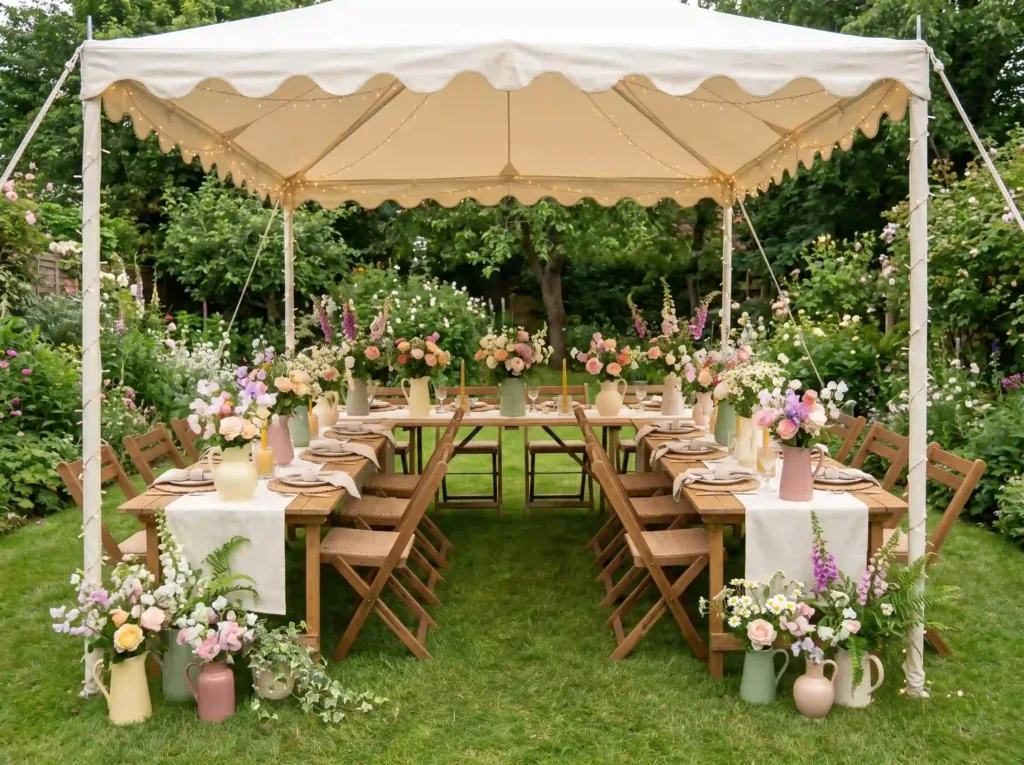 Cottage garden wedding tent picnic K