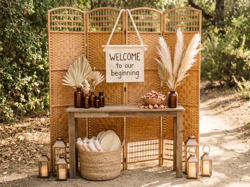 Boho rattan welcome display K
