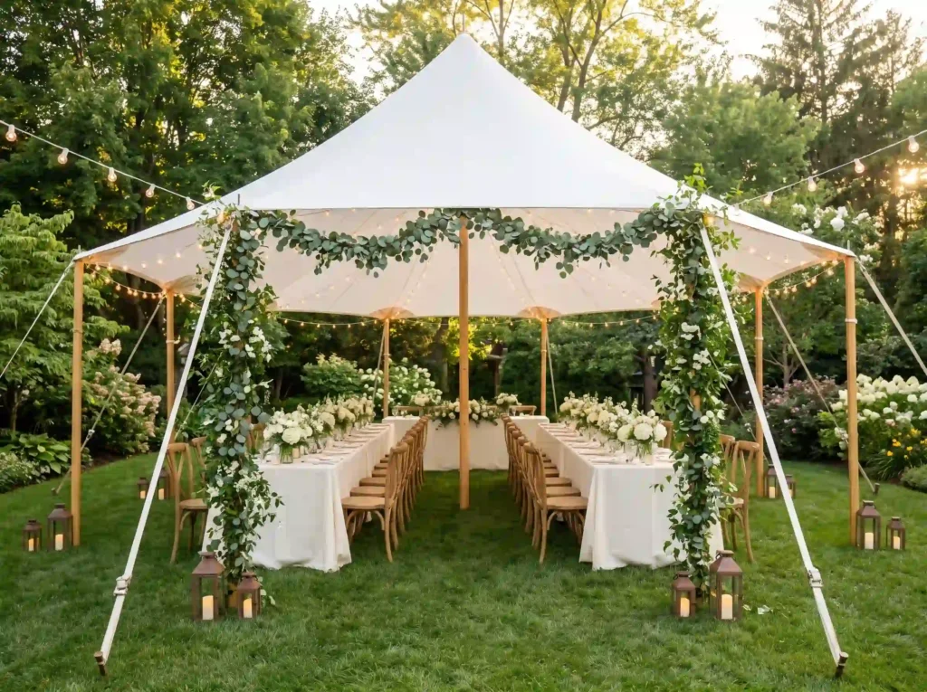 Greenery lined wedding reception… K