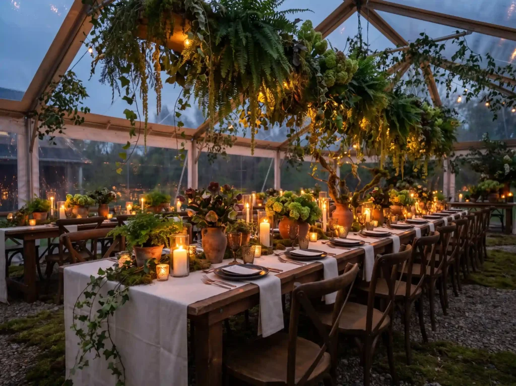 Greenhouse tent dinner setup K