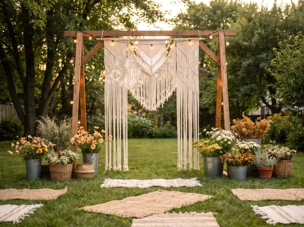 Macramé wedding ceremony decor K