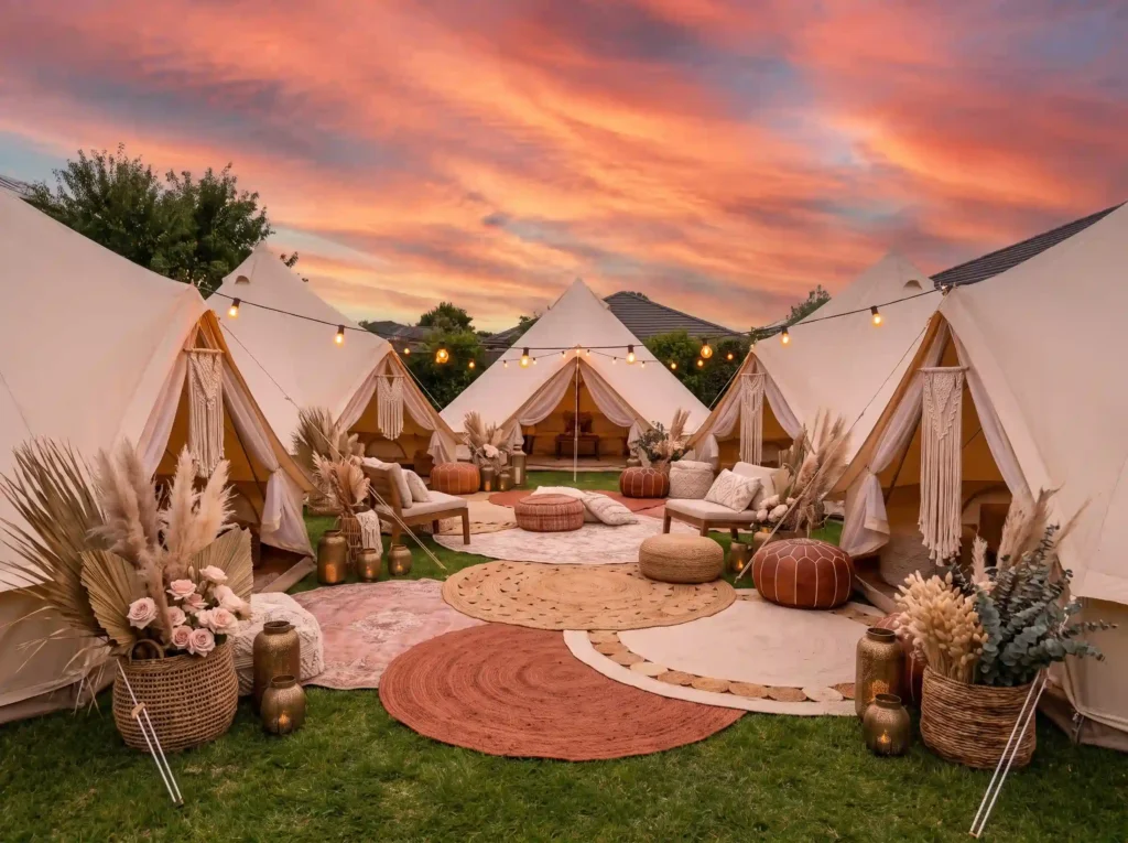 Bell tent lounge at sunset K