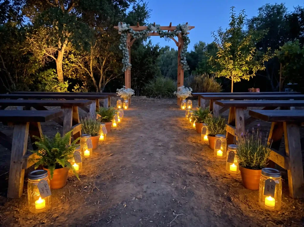 Mason jar wedding pathway K