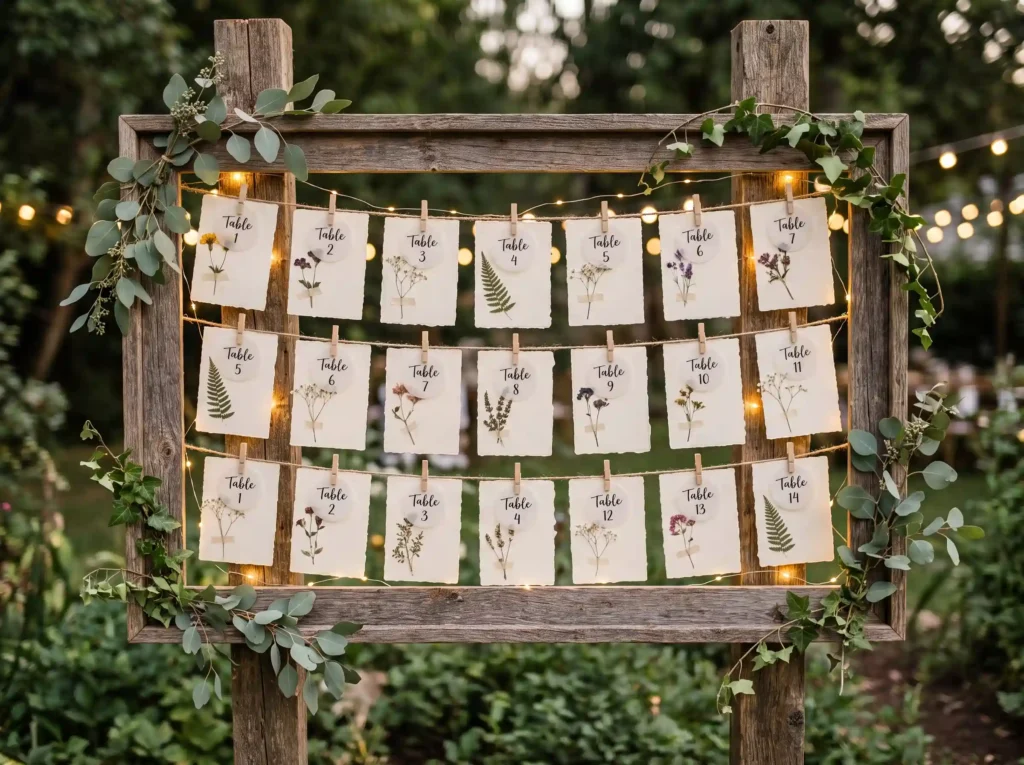 Pressed flower seating chart dis… K