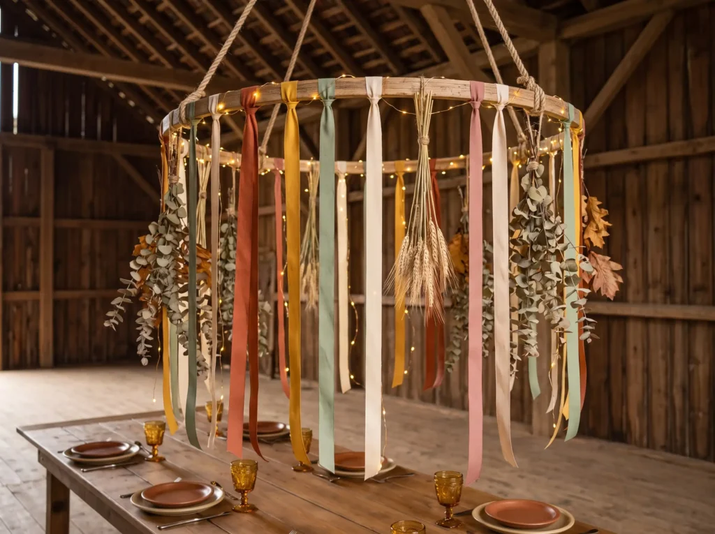 Ribbon chandelier suspended over… K