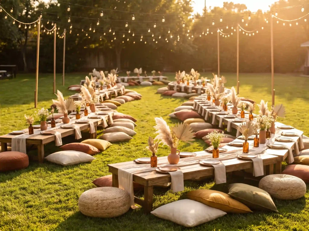 Boho picnic reception design K