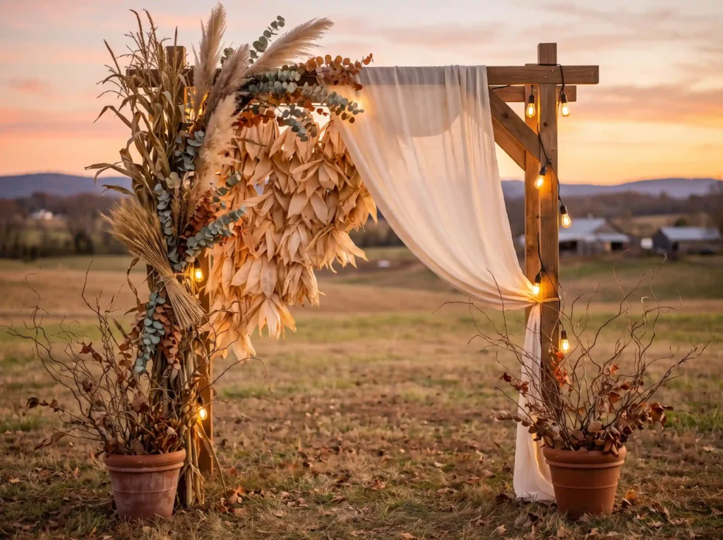 Dried cornstalk ceremony backdrop K