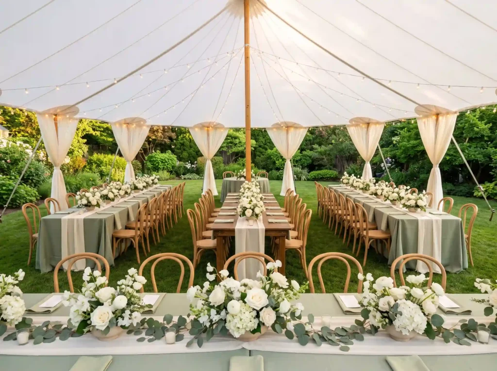 Backyard wedding reception tent … K
