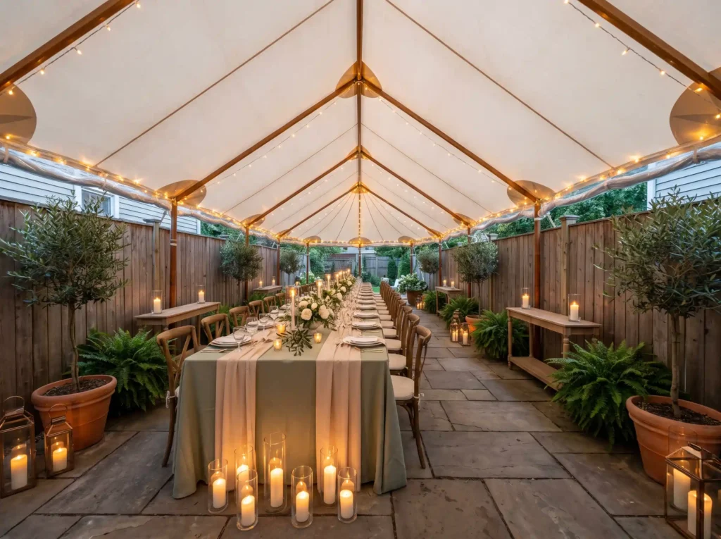 Candlelit garden tent wedding re… K